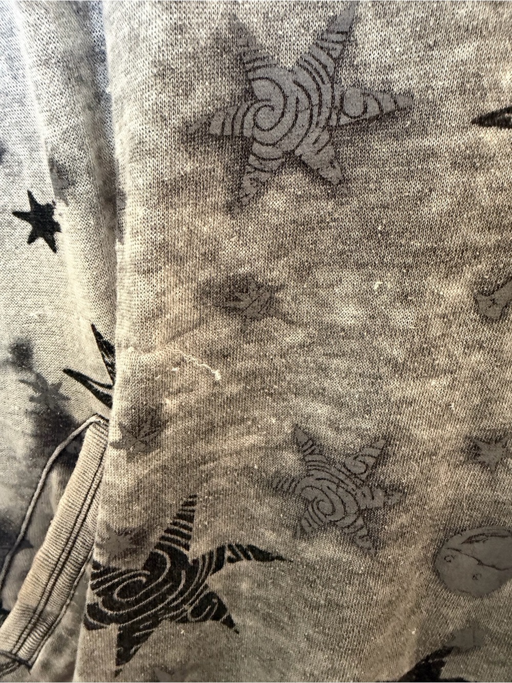 Harry Potter Celestial Star Print Hoodie Gray Acid Wash Pullover Womens 3 - Picture 7 of 10